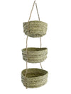 Handmade Moroccan Wicker Hanging Storage Basket – 3-Tier Woven Organizer for Wall or Ceiling
