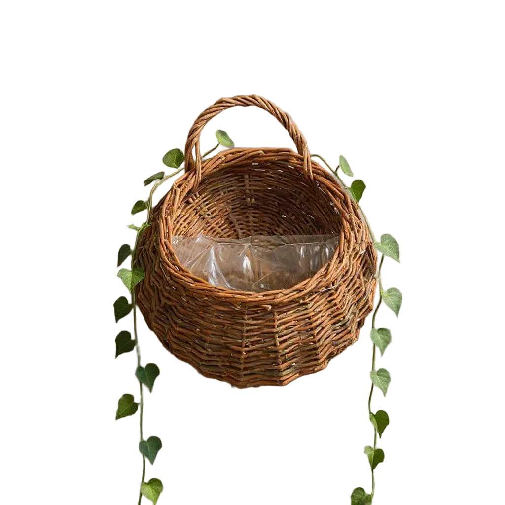 Handmade Woven Wall Hanging Planter Basket – Rattan Plant Holder for Boho Wall Decor