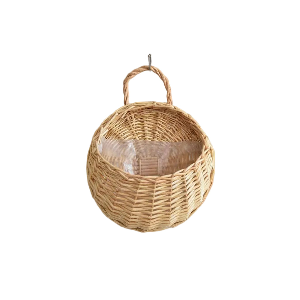 Handmade Woven Wall Hanging Planter Basket – Rattan Plant Holder for Boho Wall Decor