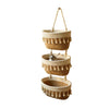 Handmade 3-Tier Hanging Basket Organizer – Handwoven Cotton Rope Storage with Tassel Boho Design